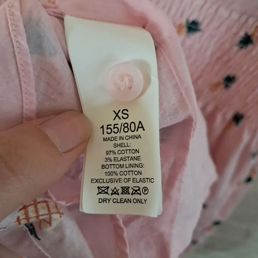 Kate Spade “Blaire” Pineapple Print Pink Cotton Poplin Dress Size XS Pockets